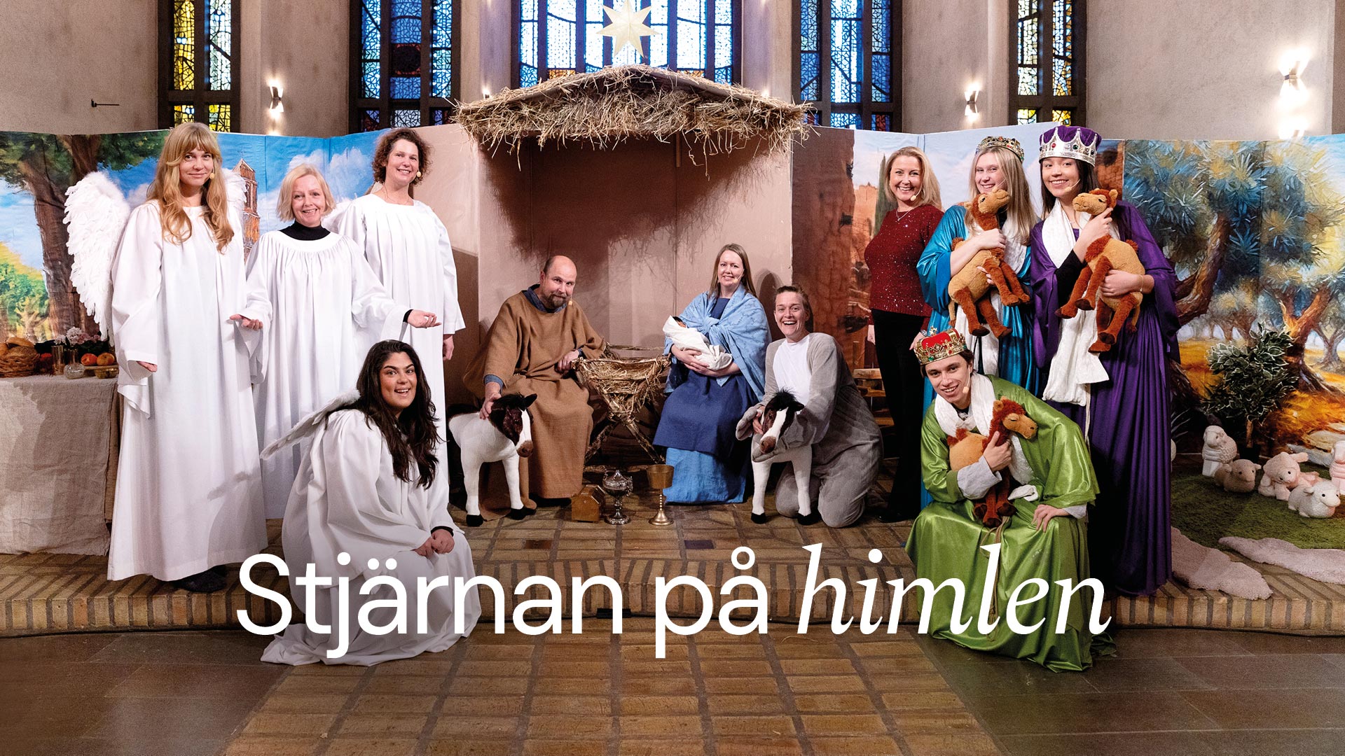 Ensemblen i julmusikalen Stjärnan på himlen i Uppenbarelsekyrkan.