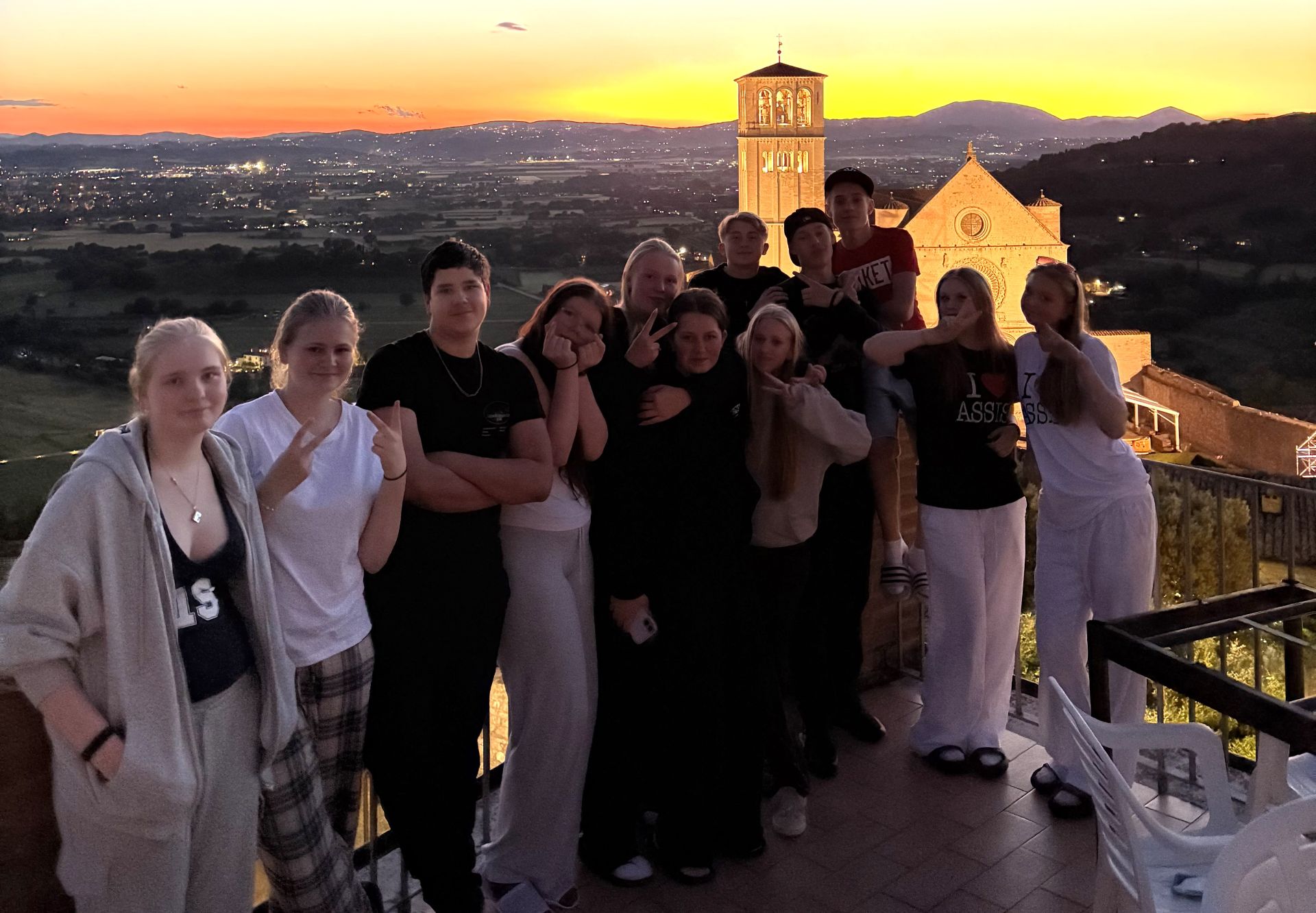 Konfirmander på deras konfirmationsresa till Assisi
