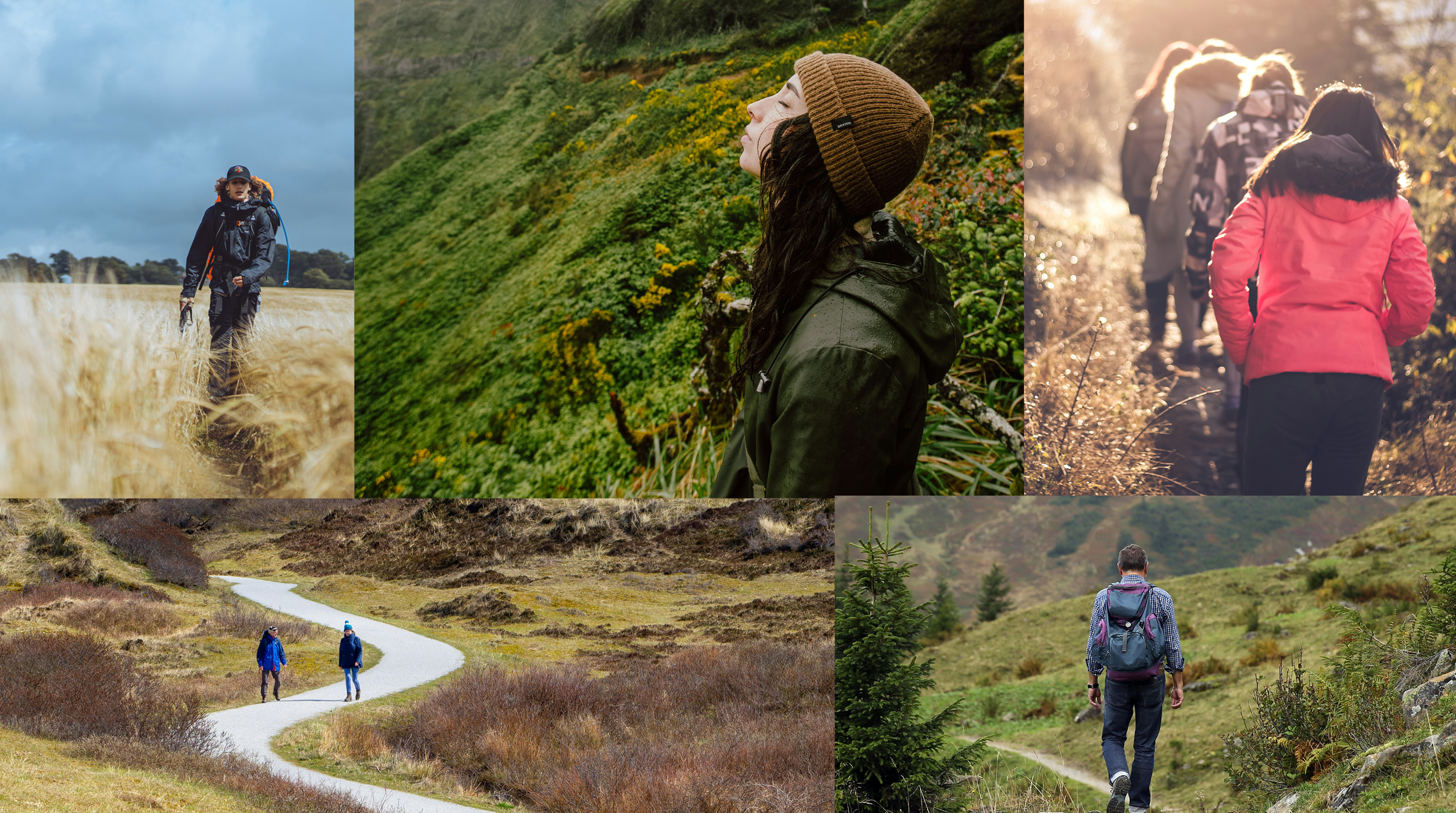 Kollage av pilgrimsvandrare.