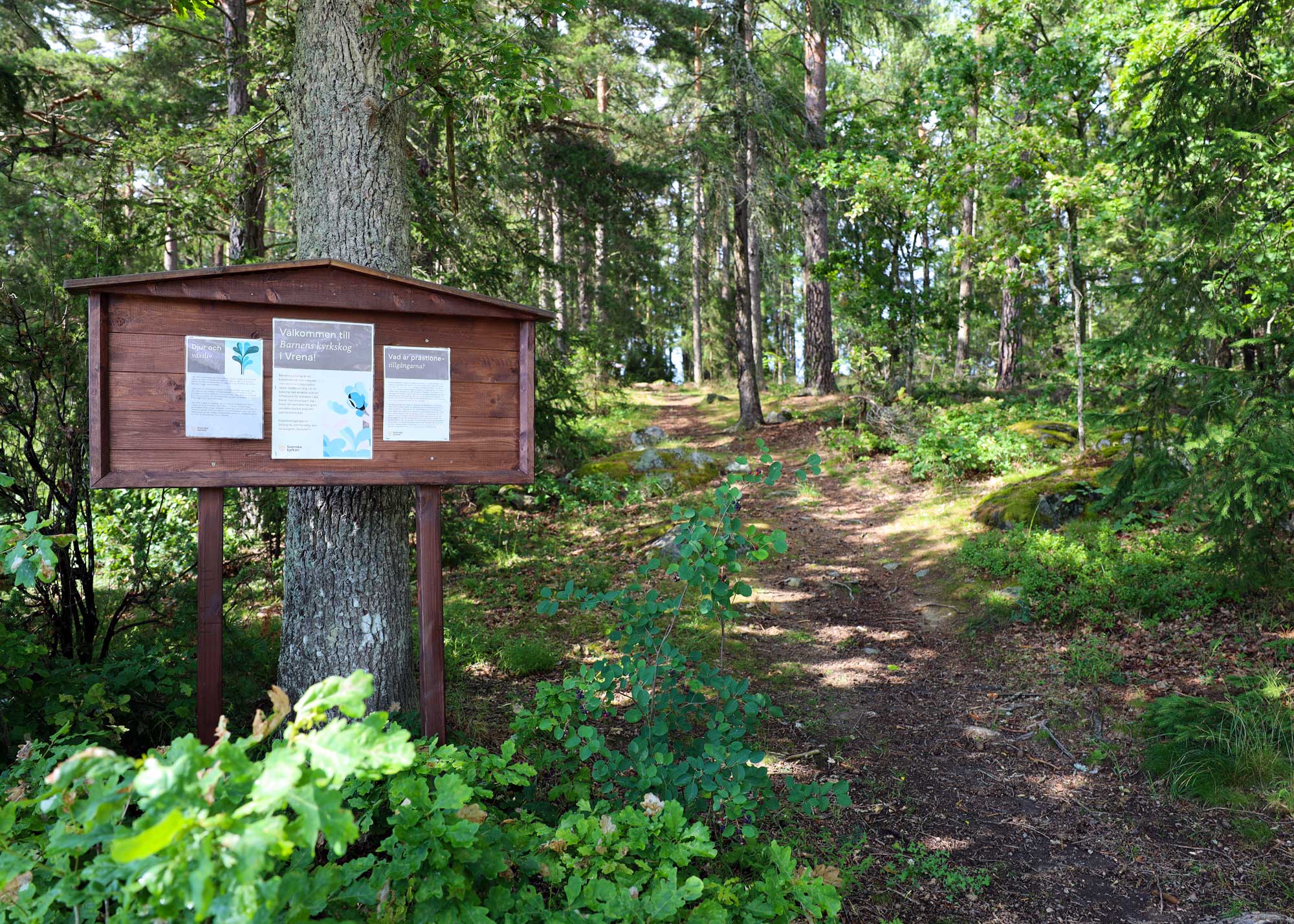 Ingången till kyrkoreservatet Barnens skog.