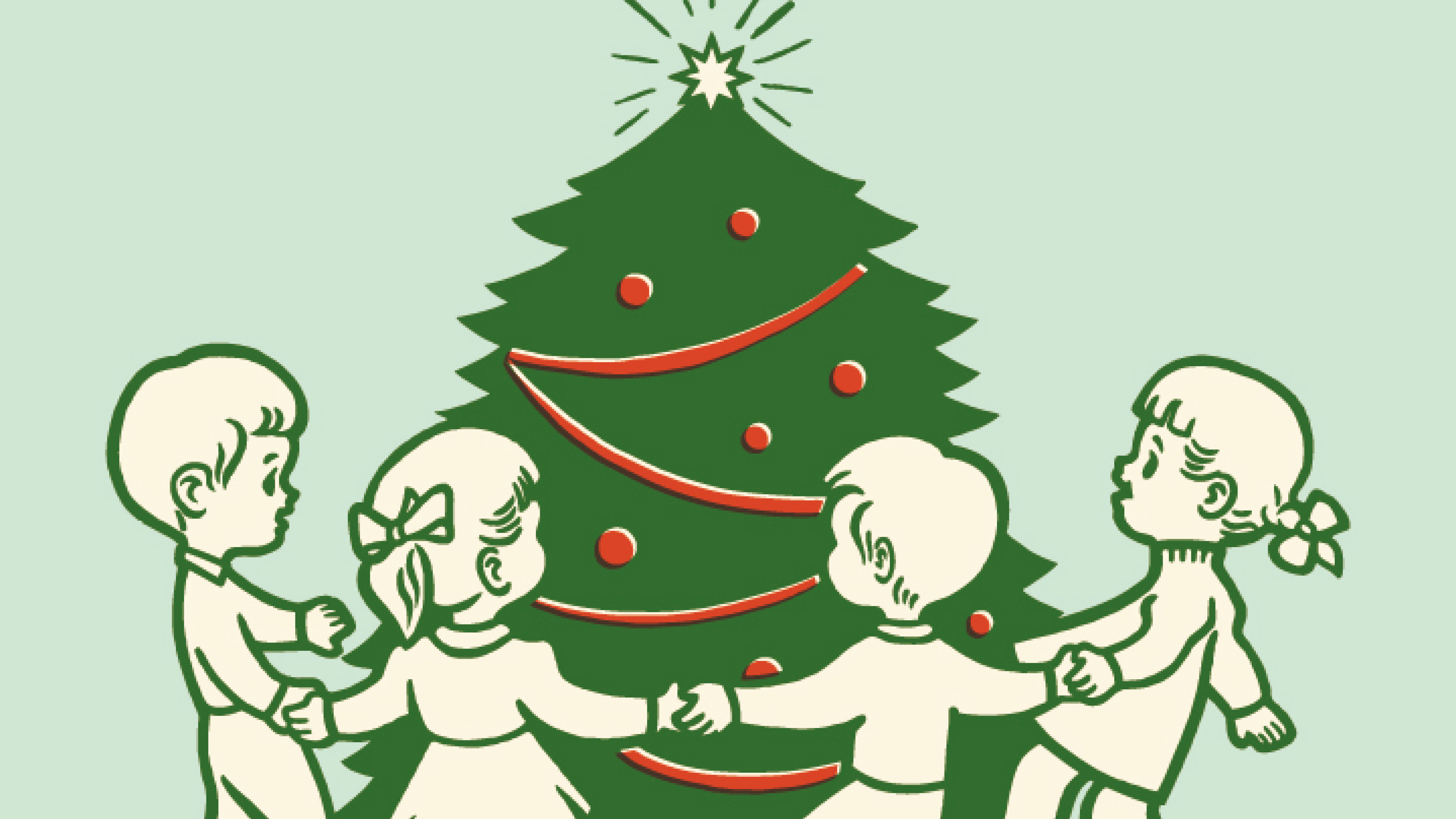 En illustration av dans runt granen