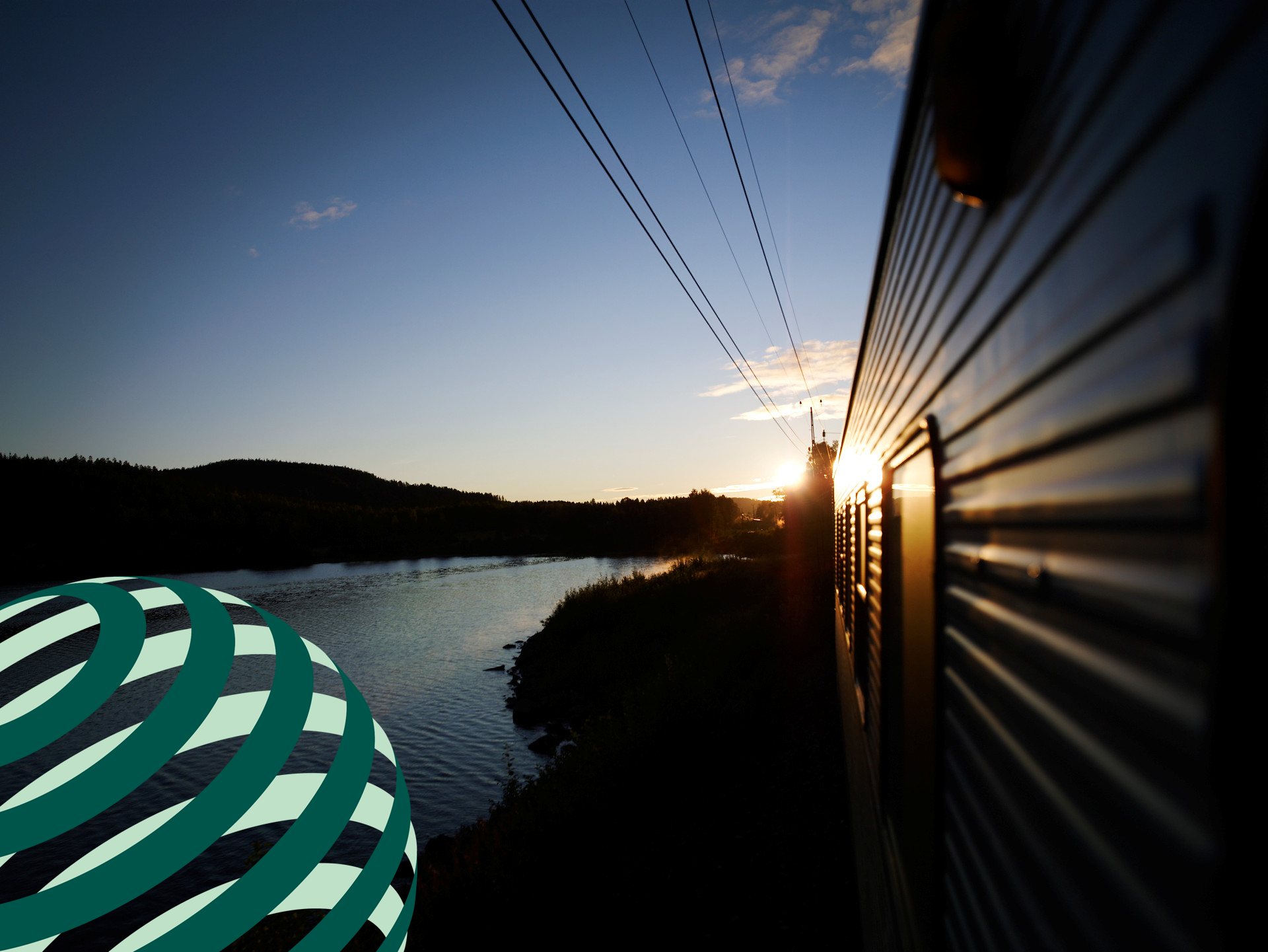 Tåg med signalelemen grön jordglob hållbarhet