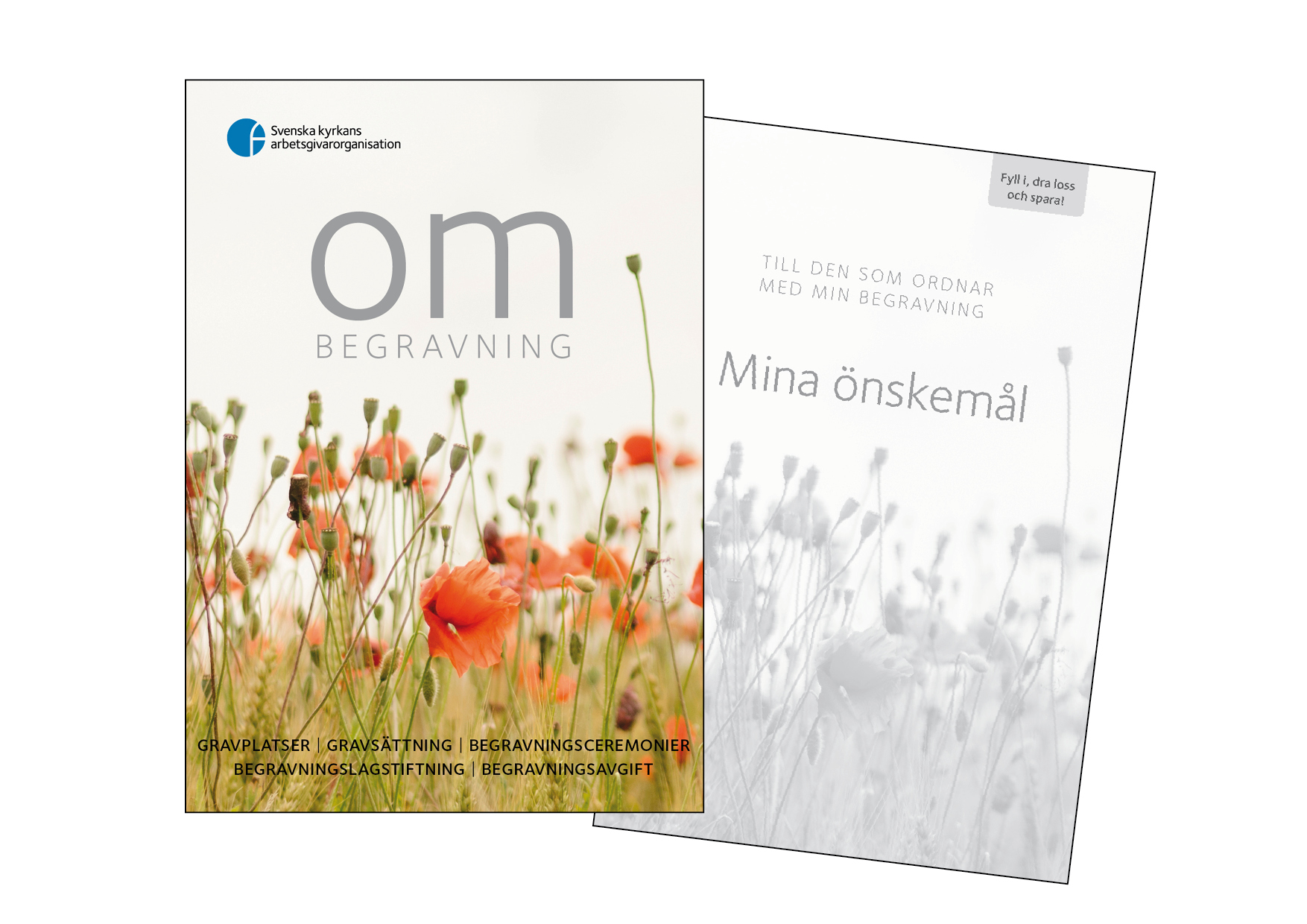 Omslaget till skriften Om begravning. Vallmoblommor på en äng.