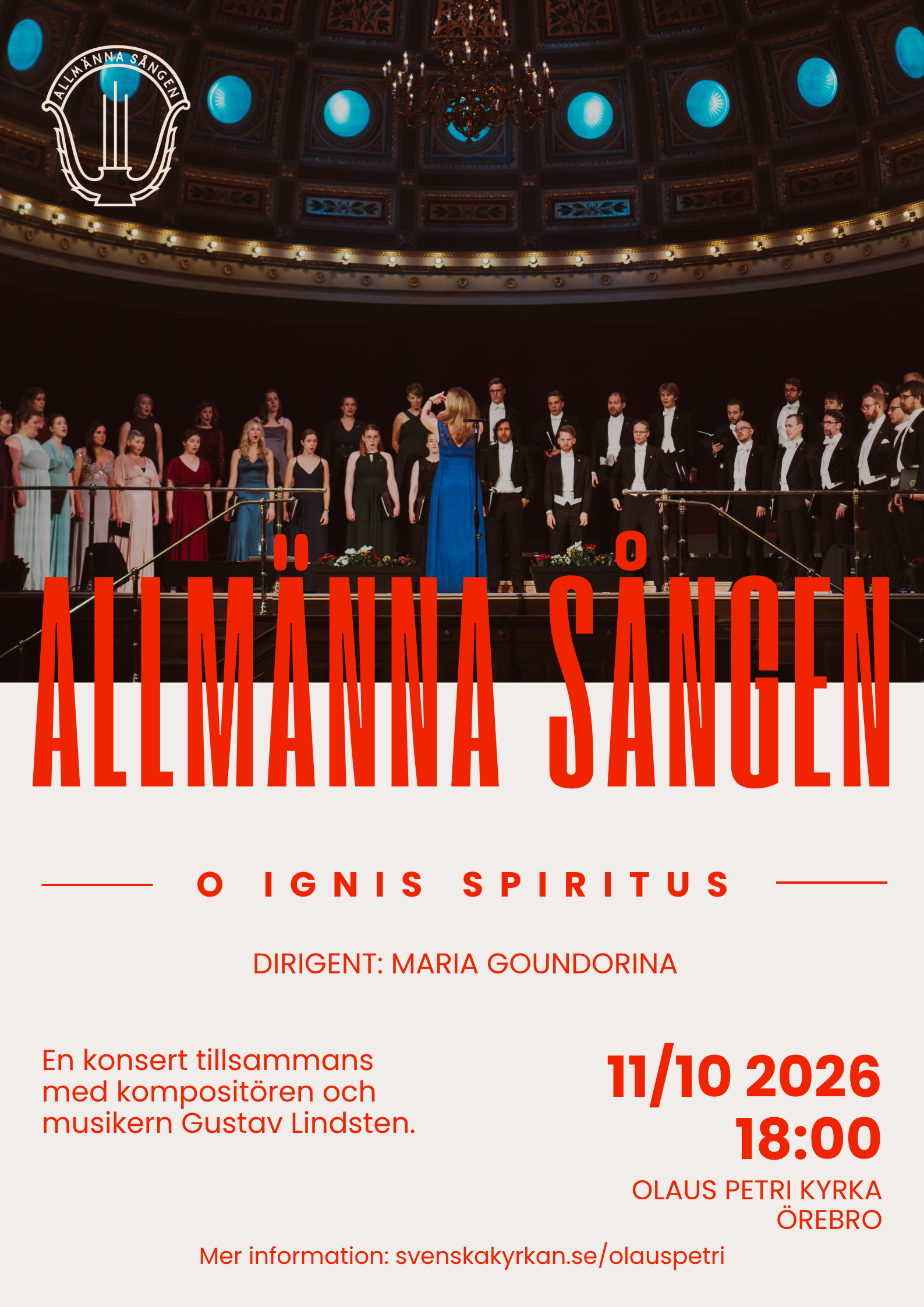 En konsertaffisch för kören Allmäna Sången
