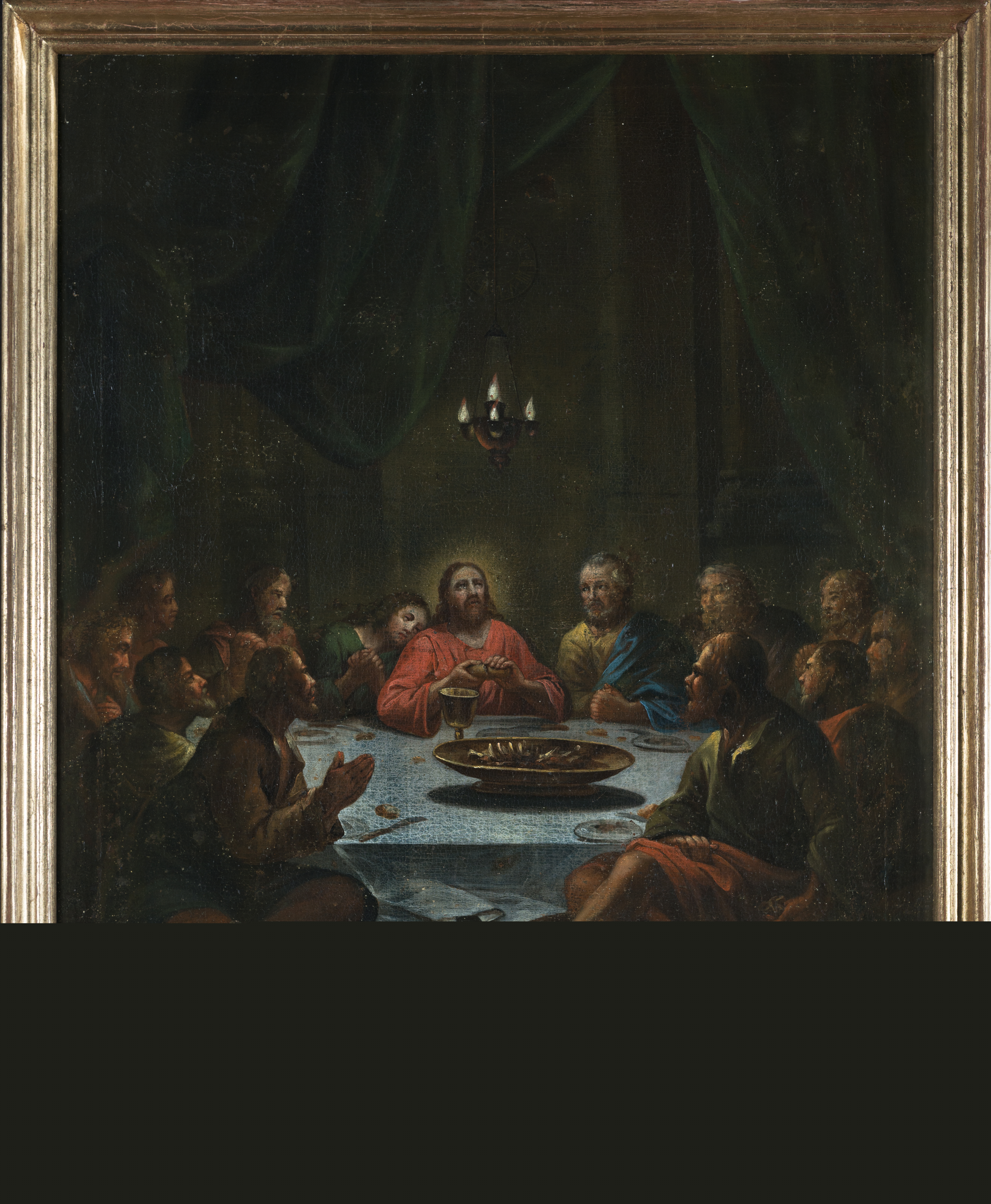 Oljemålning på duk med motiv från Jesu passionshistoria.