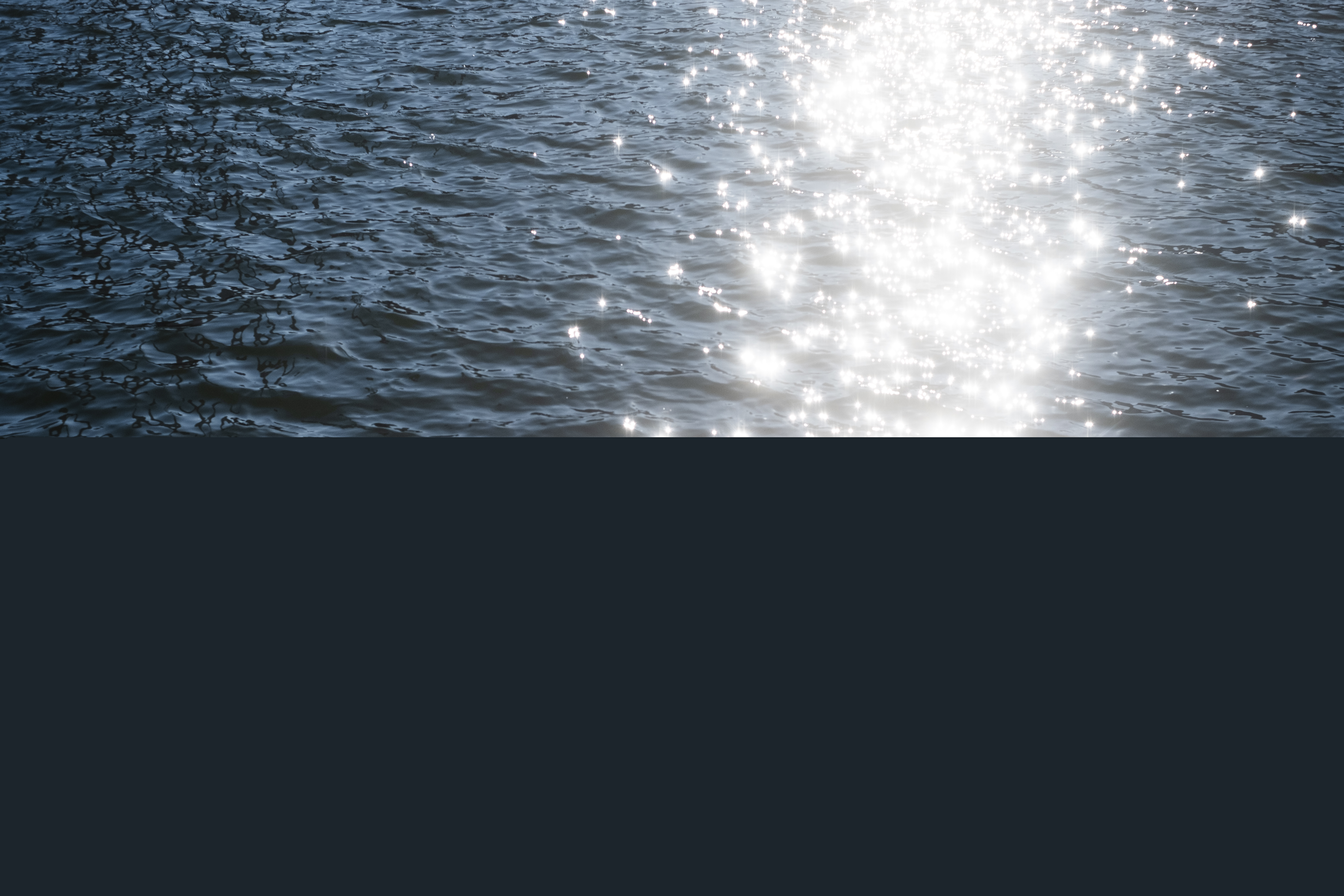 Solljus som glittrar på vågorna.